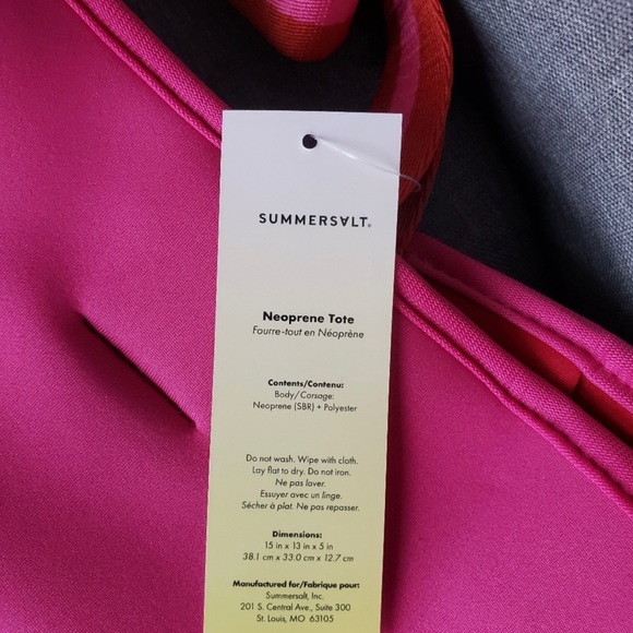 Summersalt Neoprene Beach Tote pink/red two tone NWT - Picture 6 of 6